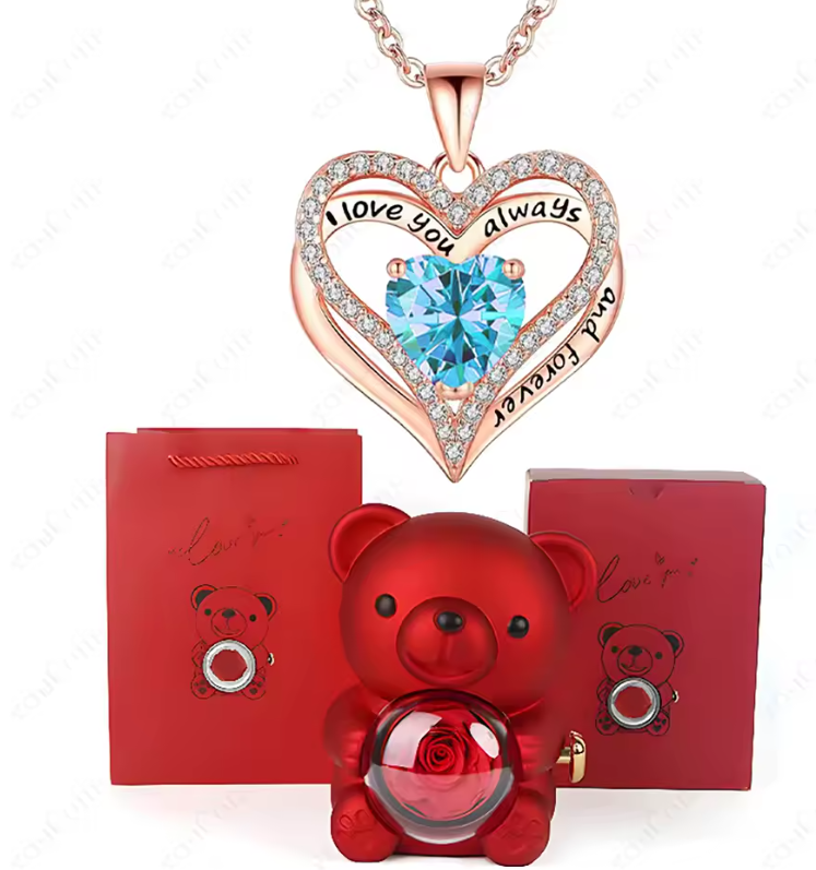 Collier Cœur Rouge avec Coffret