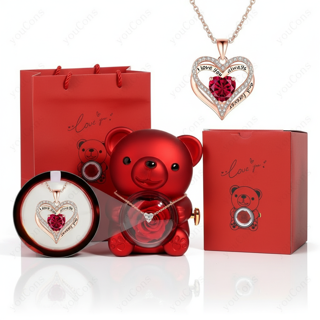 Collier Cœur Rouge avec Coffret