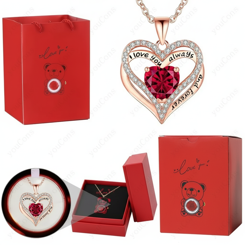 Collier Cœur Rouge avec Coffret